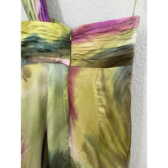 TERI JON Rickie Freeman 100% Silk Long Layered Asymmetric One Shoulder Dress 6 - Picture 4 of 15